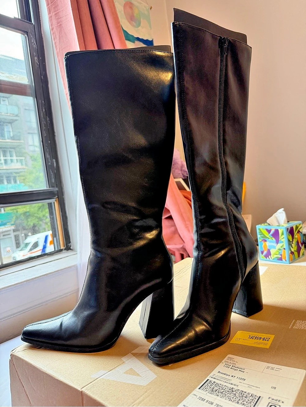 Bershka Block Heel Boots in Black US 9